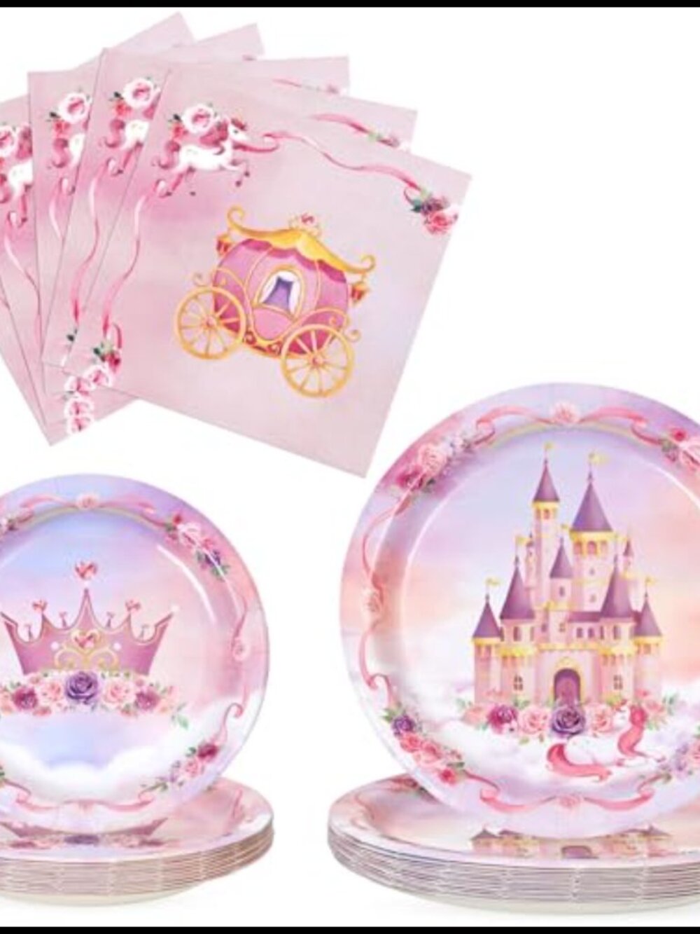 Princess Party Plates Napkins Set Serves 16 Paper Tableware
